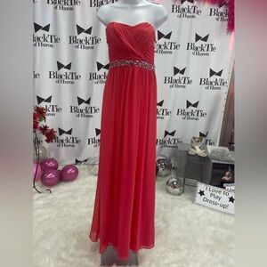 Red Strapless Sweetheart Prom Gown